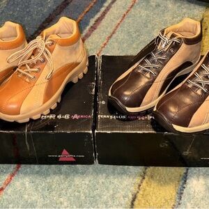2 Pair Perry Ellis Youth Two-Tone Leather Boots Size 13